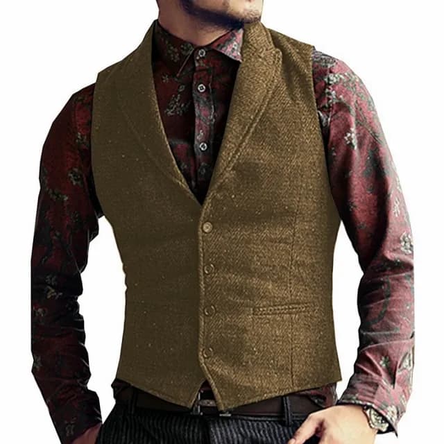 【巴黎精品】父親節禮物 西裝背心西服馬甲(純色復古修身翻領男外套11色a1ad24)