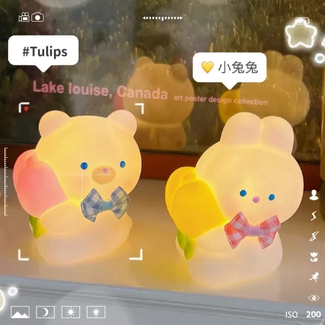 【兔然蹦出來】呆萌蜜桃小兔檯燈(LED小夜燈 居家擺飾 兒童 餵奶燈 床頭燈 氛圍燈 聖誕節 交換禮物 學生)