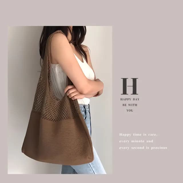 【INS復古】父親節禮物 韓系同款簍空針織包(百搭 手提袋 托特包 編織包 大提袋 小眾包 韓版 毛