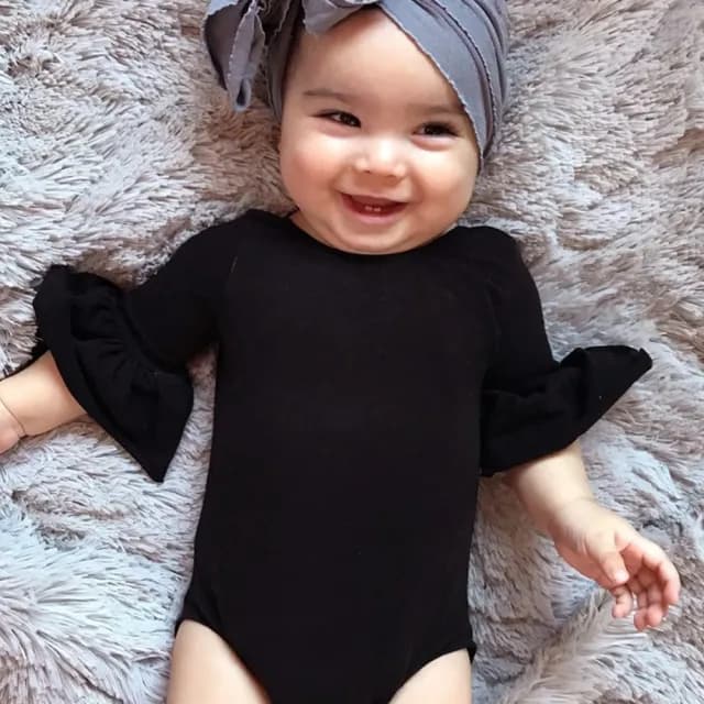 【橘魔法】純色喇叭袖包屁衣(連身衣 哈衣 童裝 小童 女童)