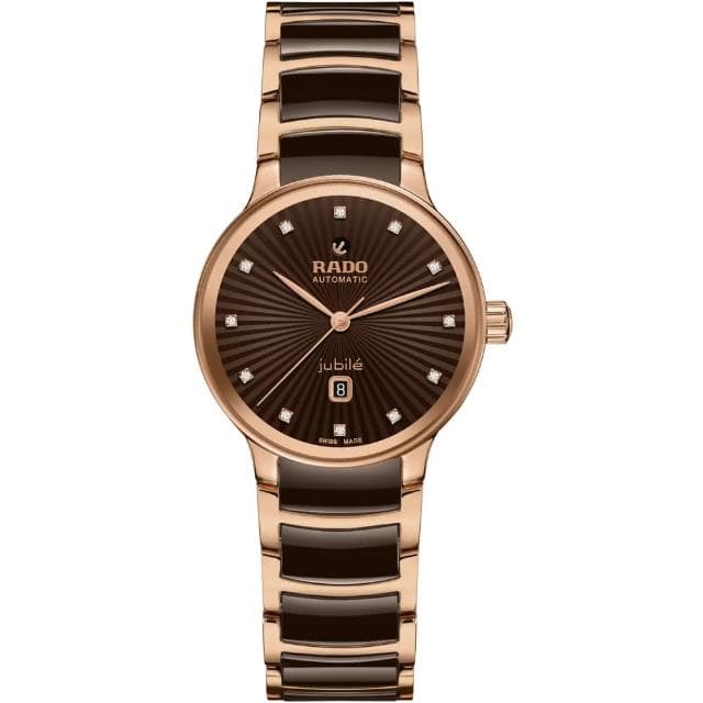 【Rado 雷達表】R02 Centrix晶萃真鑽自動機械腕錶-可可色陶瓷送禮推薦(R30019732)