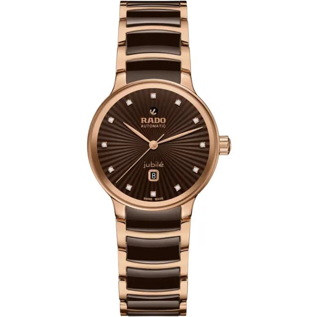 【Rado 雷達表】R02 Centrix晶萃真鑽自動機械腕錶-可可色陶瓷送禮推薦(R30019732)