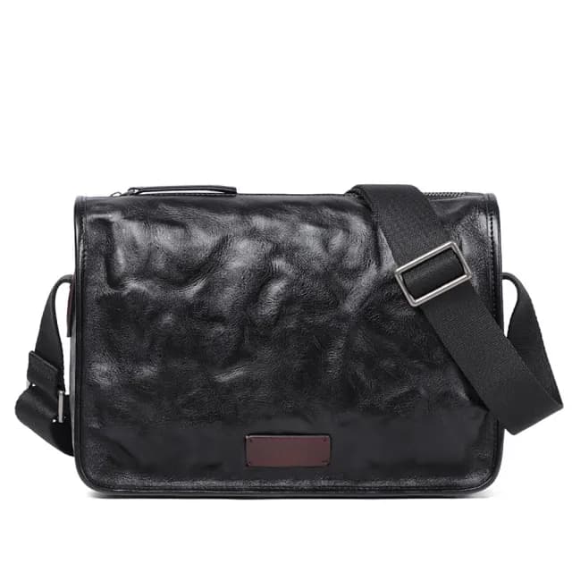 【巴黎精品】父親節禮物真牛皮側背包真皮革單肩背包托特包手提包隨身男女包包(復古手抓紋牛皮斜背包a1ai60)