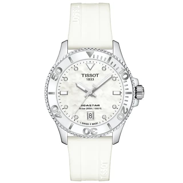 【TISSOT 天梭 官方授權】Seastar 1000 海洋之星300米潛水鑽石女錶 手錶 送禮 推薦(T1202101711600)