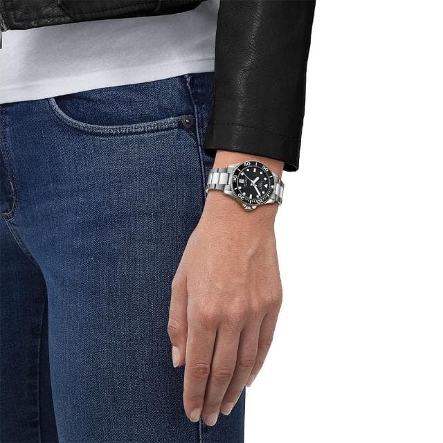 【TISSOT 天梭】Seastar 1000 海洋之星300米潛水錶 情侶手錶 情人節 禮物(T1204101105100+T1202101105100)
