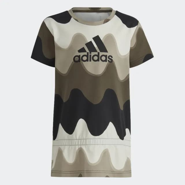 【adidas 愛迪達】MARIMEKKO 運動套裝 短袖/緊身褲 童裝 IC3666