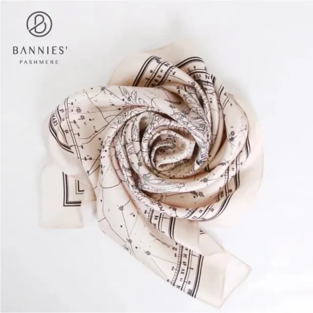 【BANNIES】頂級法式蠶絲巾｜天文學(親膚 蠶絲 領巾 絲巾)