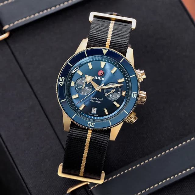 【Rado 雷達表】R02 庫克船長 系列 青銅 300米潛水計時腕錶送禮推薦(R32146208)