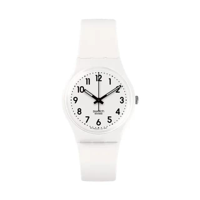 【SWATCH】JUST WHITE SOFT 經典手錶/男錶/女錶/瑞士製造 SO28W107-s14(34mm)
