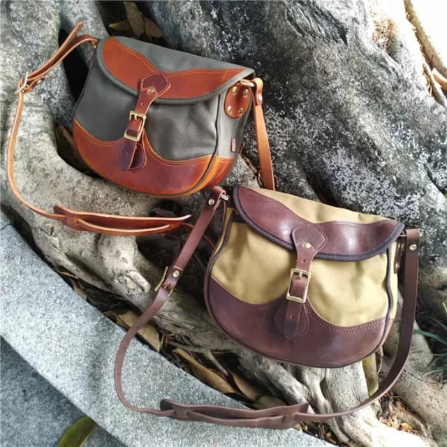 【巴黎精品】父親節禮物 側背包帆布肩背包(美式復古植鞣皮小包男女包包3色v1ac4)