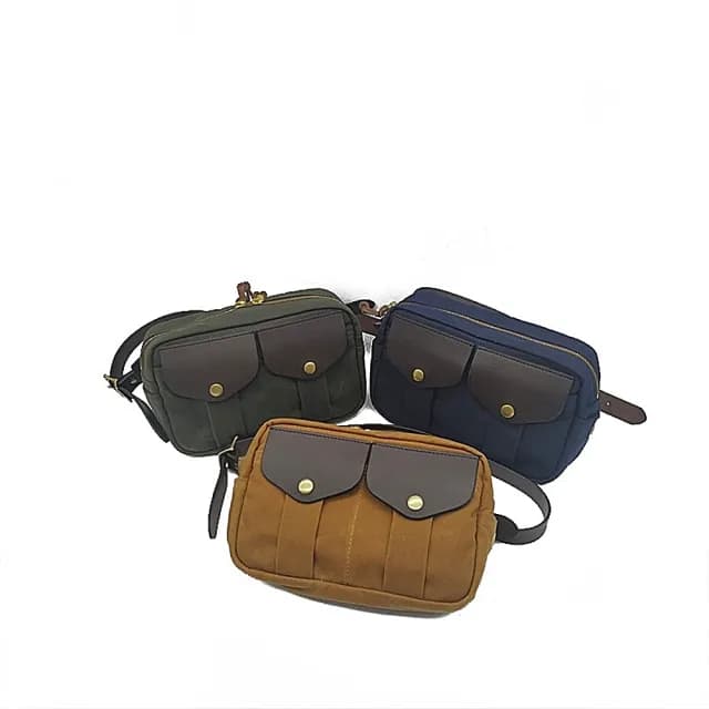 【巴黎精品】父親節禮物 側背包帆布肩背包(復古防潑水拼接牛皮男女包包2色v1ac20)