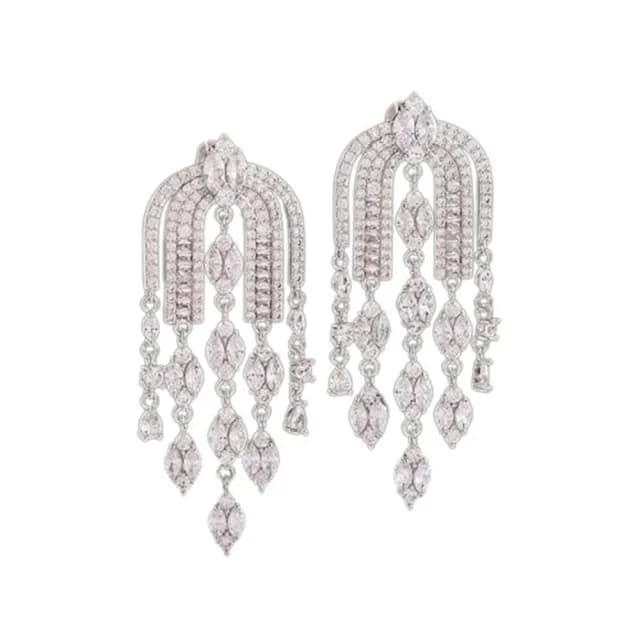 【巴黎精品】現貨+預購 鋯石耳環925純銀耳針(法式造型流蘇生日母親節禮物女飾品3色p1bk77)