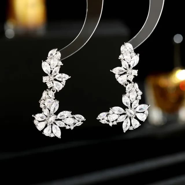 【巴黎精品】現貨+預購 鋯石耳環925純銀耳針(比翼雙飛蝴蝶生日母親節禮物女飾品3色p1bk74)