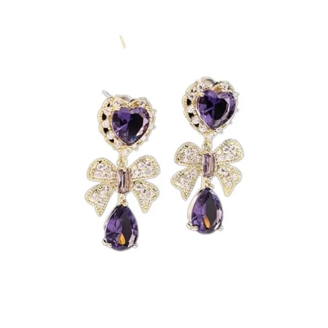 【巴黎精品】現貨+預購 鋯石耳環925純銀耳針(愛心蝴蝶結水滴生日母親節禮物女飾品2色p1bk75)