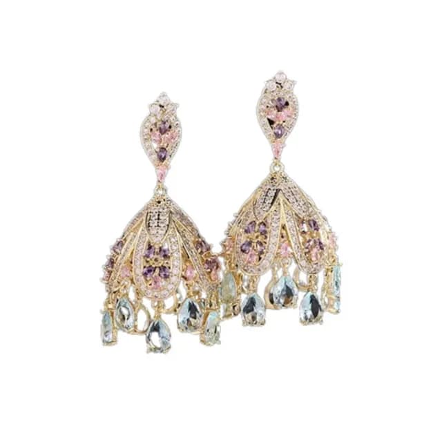 【巴黎精品】現貨+預購 鋯石耳環925純銀耳針(法式宮廷風吊燈生日母親節禮物女飾品2色p1bk59)