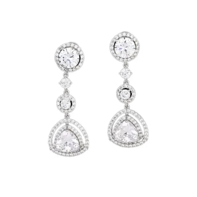 【巴黎精品】現貨+預購 鋯石耳環925純銀耳針(幾何三角形長款生日母親節禮物女飾品4色p1bk53)