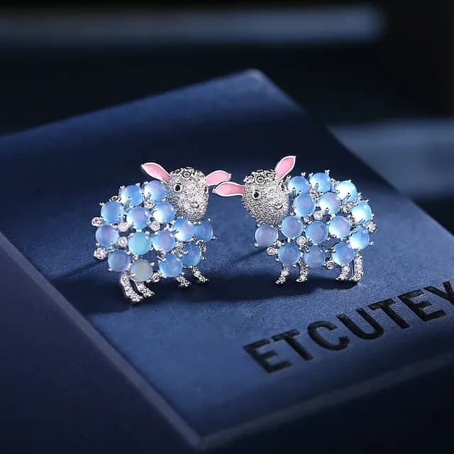 【巴黎精品】現貨+預購 鋯石耳環925純銀耳針(貓眼石綿羊鏤空生日母親節禮物女飾品3色p1bk87)