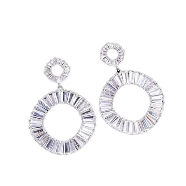 【巴黎精品】現貨+預購 鋯石耳環925純銀耳針(圈圈個性百搭生日母親節禮物女飾品4色p1bk50)