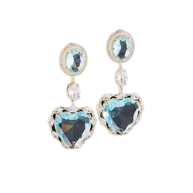 【巴黎精品】現貨+預購 鋯石耳環925純銀耳針(心形吊墜耀眼生日母親節禮物女飾品3色p1bk42)