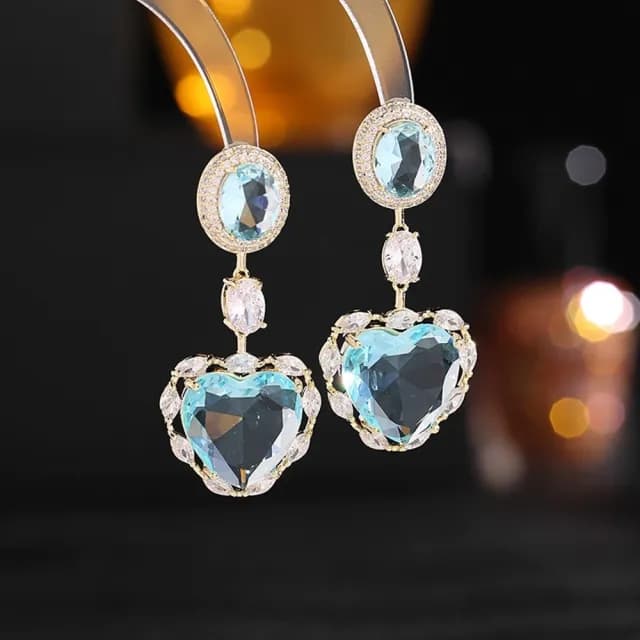 【巴黎精品】現貨+預購 鋯石耳環925純銀耳針(心形吊墜耀眼生日母親節禮物女飾品3色p1bk42)