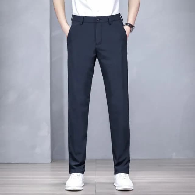 【米蘭精品】現貨+預購 休閒褲長褲(牛奶絲彈力男士休閒修身男褲子父親節禮物4色74er11)