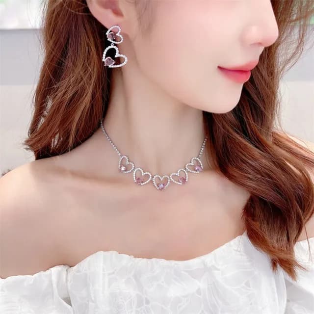 【巴黎精品】現貨+預購 鋯石耳環925純銀耳針(心心相印鏤空生日母親節禮物女飾品2色p1bk38)