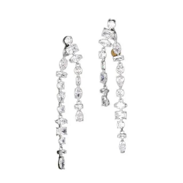 【巴黎精品】現貨+預購 鋯石耳環925純銀耳針(長款流蘇兩戴生日母親節禮物女飾品3色p1bk40)