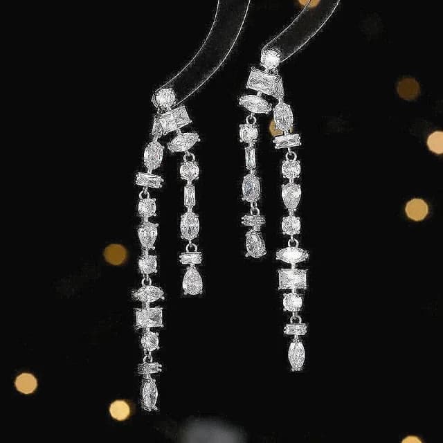 【巴黎精品】現貨+預購 鋯石耳環925純銀耳針(長款流蘇兩戴生日母親節禮物女飾品3色p1bk40)