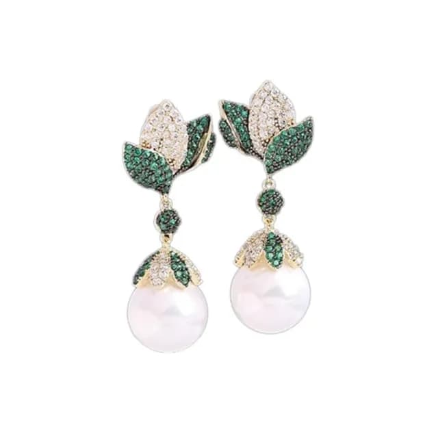 【巴黎精品】現貨+預購 鋯石耳環925純銀耳針(花朵葉子珍珠生日母親節禮物女飾品2色p1bk28)