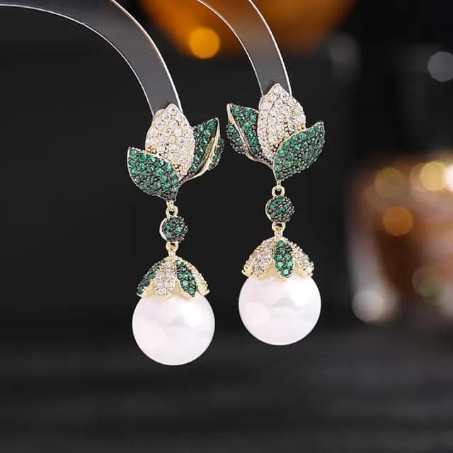 【巴黎精品】現貨+預購 鋯石耳環925純銀耳針(花朵葉子珍珠生日母親節禮物女飾品2色p1bk28)