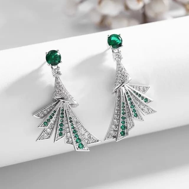 【巴黎精品】現貨+預購 鋯石耳環925純銀耳針(扇形個性復古生日母親節禮物女飾品p1bk46)