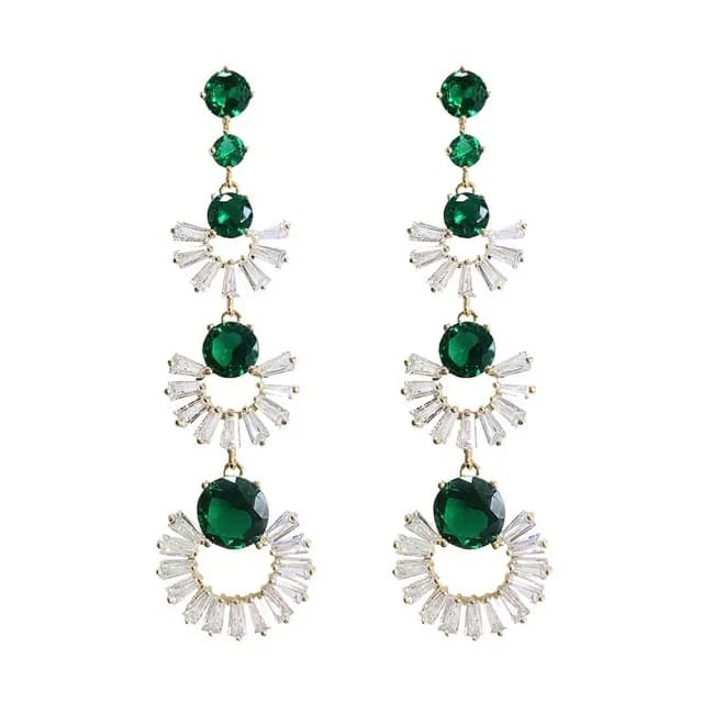 【巴黎精品】現貨+預購 鋯石耳環925純銀耳針(扇形幾何長款生日母親節禮物女飾品3色p1bk4)