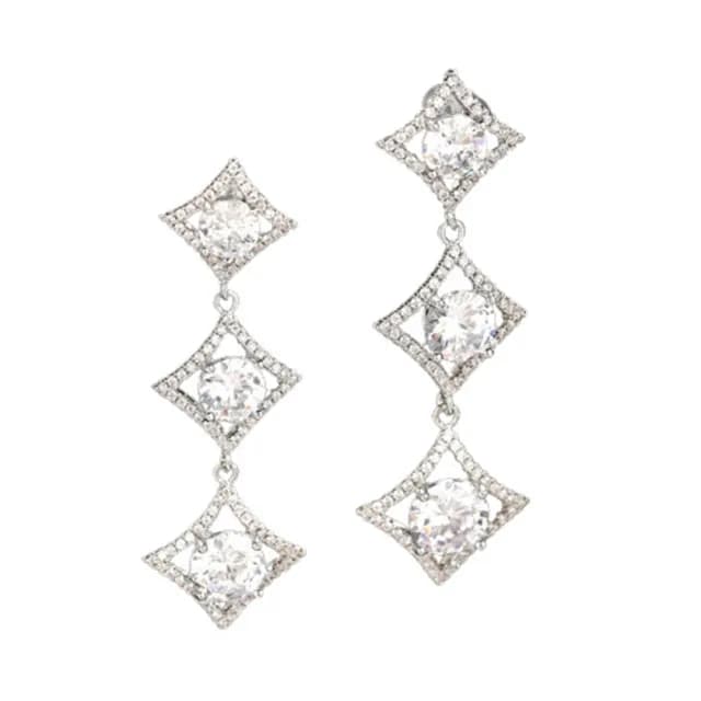 【巴黎精品】現貨+預購 鋯石耳環925純銀耳針(長款幾何菱形生日母親節禮物女飾品3色p1bk94)