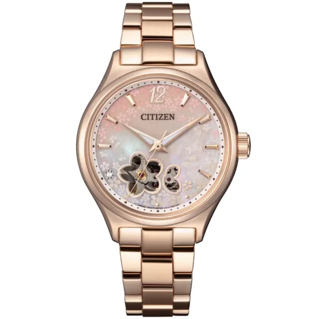 【CITIZEN 星辰】亞洲櫻花限定版 LADYS系列 優雅機械套錶 畢業禮物 送禮 推薦(PC1017-61Y)