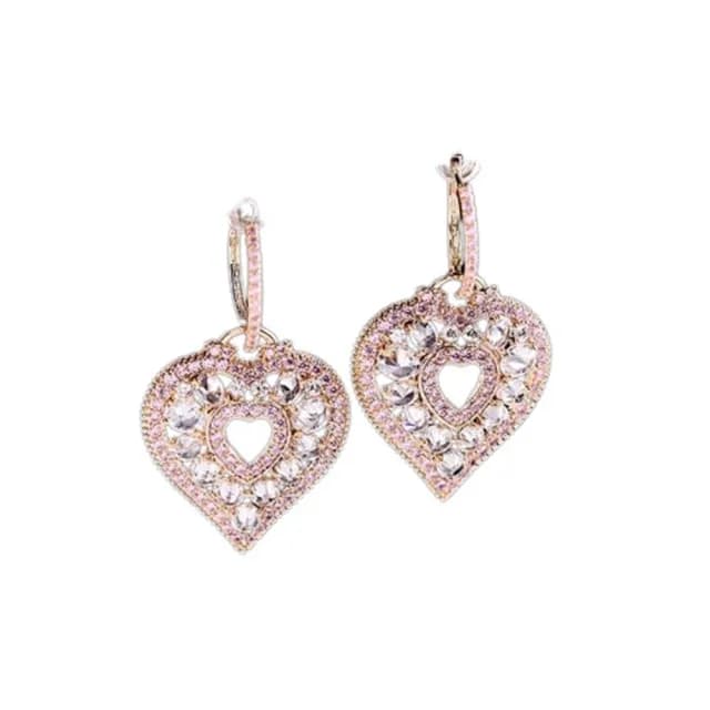 【巴黎精品】現貨+預購 鋯石耳環925純銀耳針(復古彩色桃心生日母親節禮物女飾品4色p1bk96)