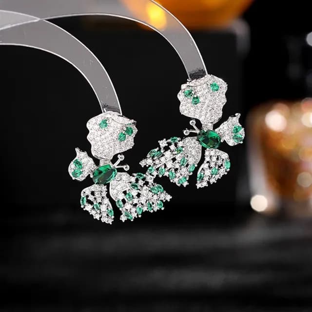 【巴黎精品】現貨+預購 鋯石耳環925純銀耳針(蝴蝶閃耀輕奢生日母親節禮物女飾品2色p1bk99)