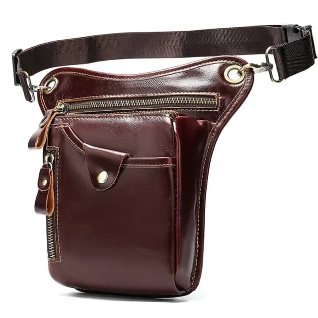 【米蘭精品】現貨+預購 腿包真皮側背包(牛皮多層輕便大容量父親節禮物男包包8色74et3)