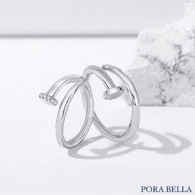 【Porabella】新款925純銀情侶對戒 永恆告白愛情 情人禮物可調開口式對戒 RINGS 一對販售