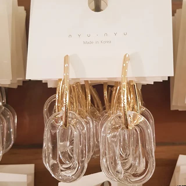 【BBHONEY】韓國飾品 勾壓克力金屬 個性耳環 時尚造型搭配耳飾(韓國東大門飾品)