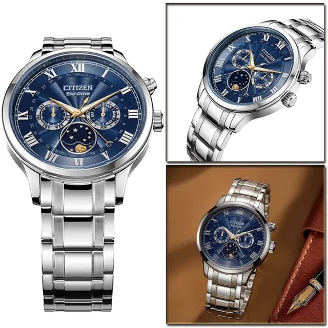 【CITIZEN 星辰】Eco-Drive 極光月相時尚時尚男錶 手錶 禮物 推薦(AP1050-81L)