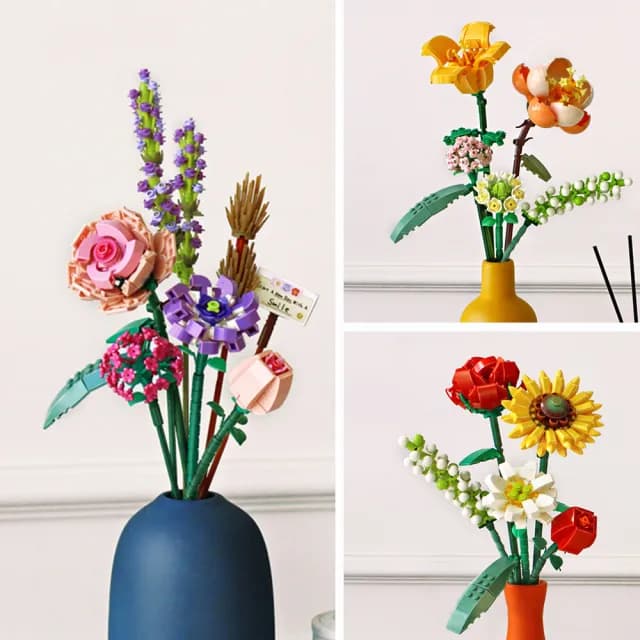 【半島良品】DIY手做積木花擺飾(仿真花 鮮花束 交換禮物 畢業禮物 聖誕禮物 生日禮物)