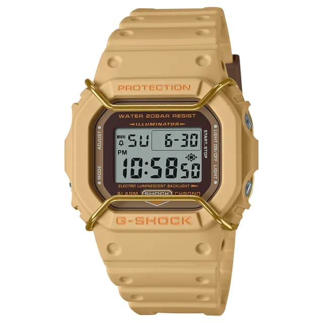 【CASIO 卡西歐】G-SHOCK 大地色系啞光金屬電子錶 禮物 送禮 推薦(DW-5600PT-5)