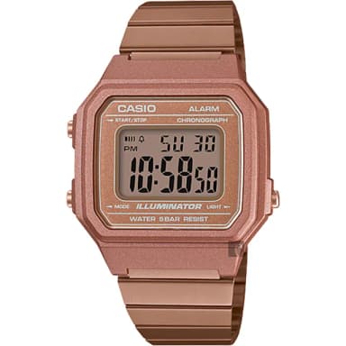【CASIO 卡西歐】交換禮物  復古文青大數字電子錶-玫瑰金 禮物 送禮 推薦(B650WC-5ADF)