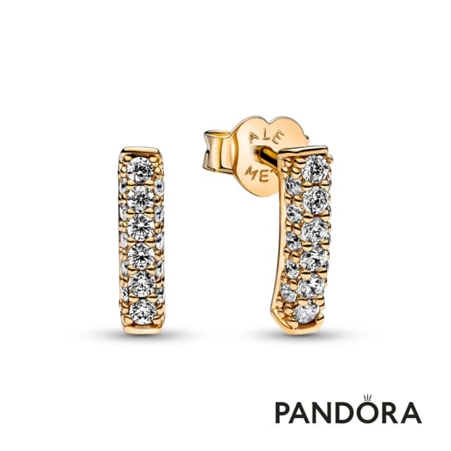 【Pandora 官方直營】Pandora Timeless 密鑲寶石飾條針式耳環-絕版品