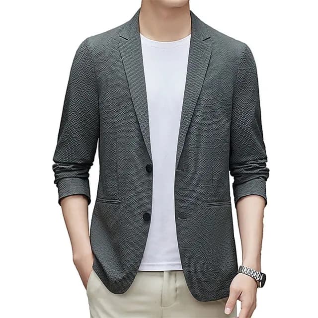 【米蘭精品】現貨+預購 西裝外套休閒西服(彈力立體提花春秋男外套父親節禮物3色74eb18)