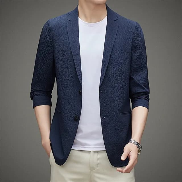 【米蘭精品】現貨+預購 西裝外套休閒西服(彈力立體提花春秋男外套父親節禮物3色74eb18)