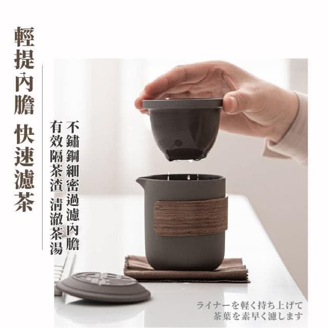 【泡茶必備】便攜式旅行茶具-一壺四杯(便攜 茶杯 泡茶壺 泡茶杯 沖茶壺 泡茶組 茶具套裝 功夫茶具)