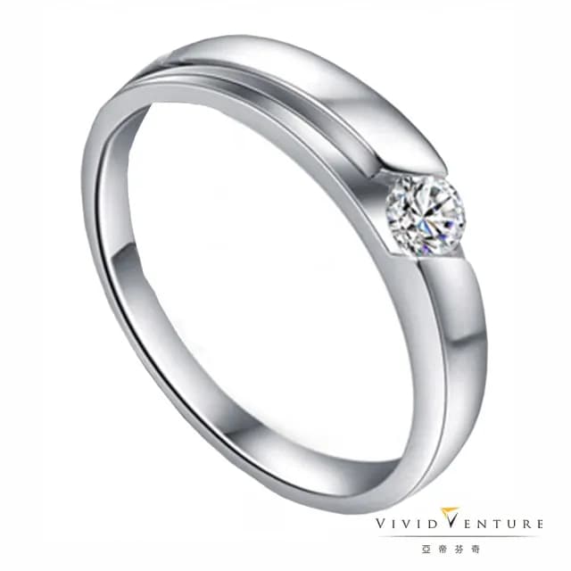 【Vividventure 亞帝芬奇】情人節禮物 GIA 30分 FSI2 鑽戒+10分 真鑽 男戒 永恆甜蜜(14K 結婚 對戒 套組)