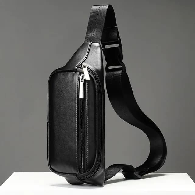【米蘭精品】父親節禮物 真皮胸背包胸包真皮革側背包隨身男包包(戶外男士斜背防水腰包74es5)