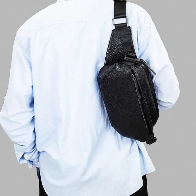 【米蘭精品】父親節禮物 真皮胸背包胸包真皮革側背包隨身男包包(男士真皮大容量斜背腰包74es19)